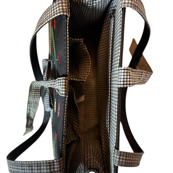 Embroidery Multi-colored and Black Ladybug Purse w/checkered Bow and Straps - Picture 8 of 13